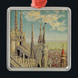 Mailand Ornament Aus Metall<br><div class="desc">Vintages italienisches Reiseplakat für Mailand,  Zwanzigerjahre Illustration,  die das gotische roofline von Mailand-Kathedrale zeigt.</div>