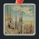 Mailand Ornament Aus Metall<br><div class="desc">Vintages italienisches Reiseplakat für Mailand,  Zwanzigerjahre Illustration,  die das gotische roofline von Mailand-Kathedrale zeigt.</div>