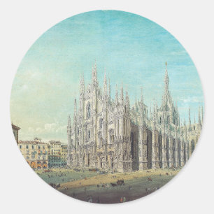 Mailand Piazza del Duomo 1850er Jahre von Carlo Bo Runder Aufkleber