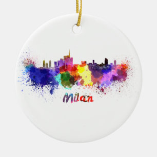 Mailand skyline im Watercolor Keramik Ornament