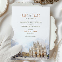 Mailand Zielort Save the Date Duomo Wasserfarbe