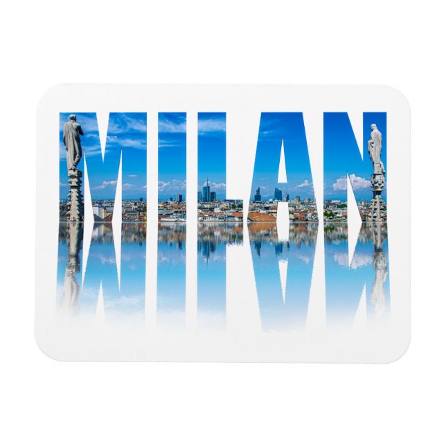 Mailänder Label aus der Skyline Mailands in Italie Magnet (Horizontal)