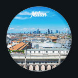 Mailänder Skyline Magnet<br><div class="desc">Mailänder Skyline mit modernen Wolkenkratzern im Finanzviertel Porto Nuovo und Steinstatuen der Dom-Kathedrale.</div>