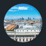 Mailänder Skyline Magnet<br><div class="desc">Mailänder Skyline mit modernen Wolkenkratzern im Finanzviertel Porto Nuovo und Steinstatuen der Dom-Kathedrale.</div>