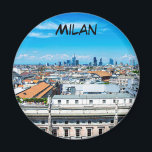 Mailänder Skyline-Magnet Magnet<br><div class="desc">Malerei der Mailänder Skyline mit modernen Wolkenkratzern im Finanzviertel Porto Nuovo und Steinstatuen der Dom-Kathedrale.</div>