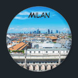 Mailänder Skyline-Magnet Magnet<br><div class="desc">Malerei der Mailänder Skyline mit modernen Wolkenkratzern im Finanzviertel Porto Nuovo und Steinstatuen der Dom-Kathedrale.</div>