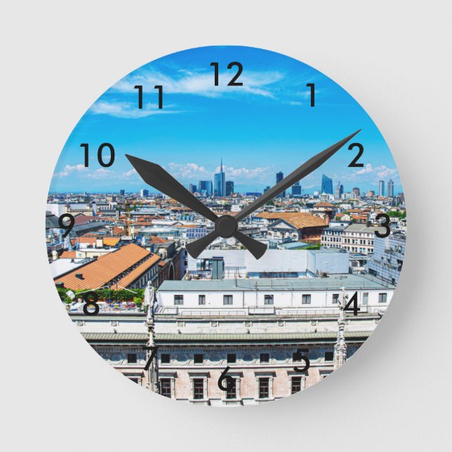 Mailänder Skyline Runde Wanduhr (Vorderseite)