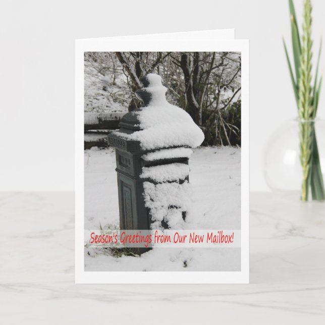 Mailbox in Snow - Neue Adressenankündigung Feiertagskarte (Vorderseite)