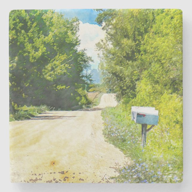 Mailbox mit Wildblumen Steinuntersetzer (Vorderseite)