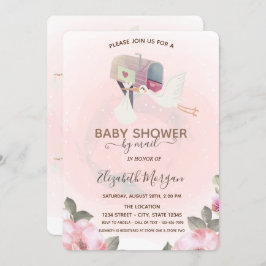 Mailbox, Niedlich Stork Floral Baby Showroom Einladung