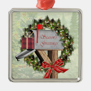 Mailbox Wreath Gift Mail Carrier Silver Ornament Aus Metall