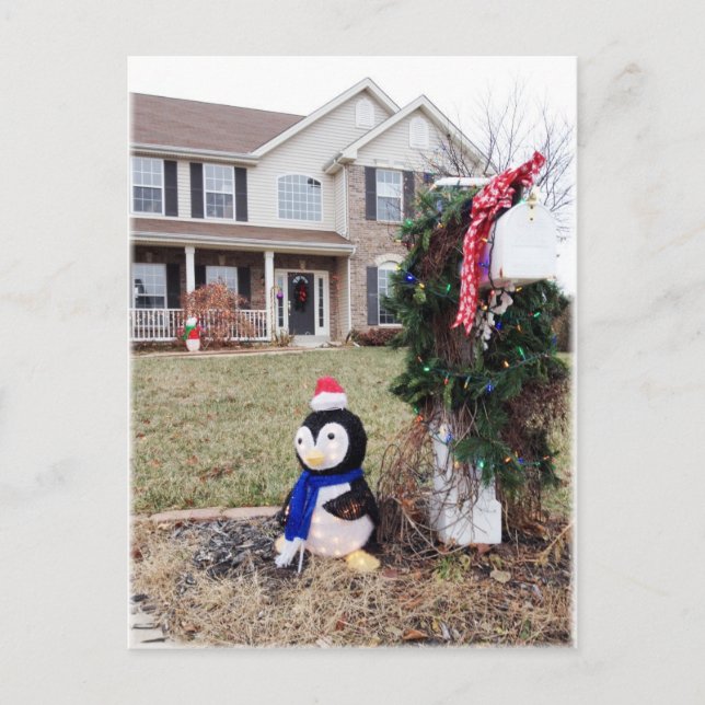 Mailbox zur Weihnachtszeit Feiertagspostkarte (Vorderseite)