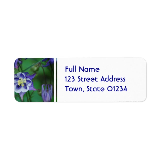 Mailing-Label für Blume in Blau und Weiß (Vorne)