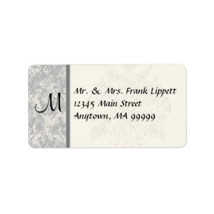 Mailing Labels - Fleur di Lys Damask - grau Adressaufkleber