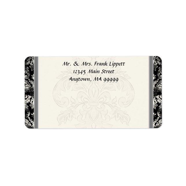 Mailing Labels - Fleur di Lys Damask - Schwarz Adressaufkleber (Vorne)