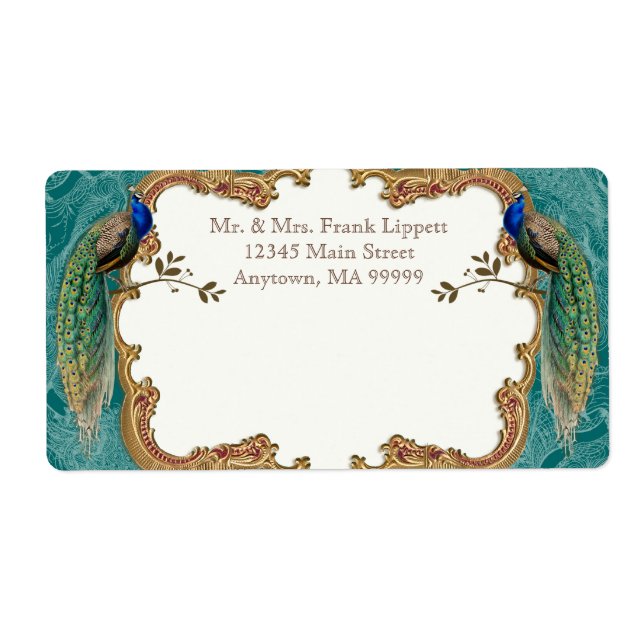 Mailing Labels - Golden Peacock & Calligraphy (Vorne)