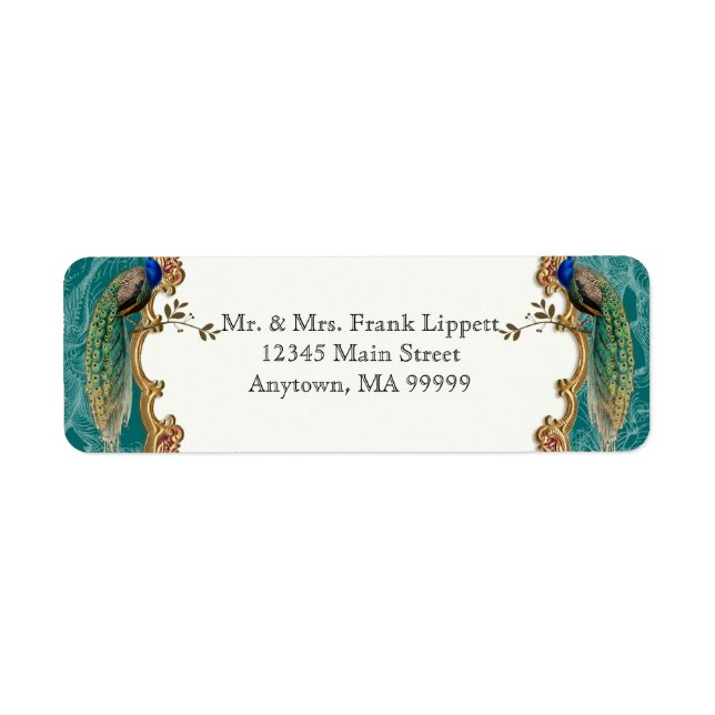 Mailing Labels - Golden Peacock & Calligraphy (Vorne)