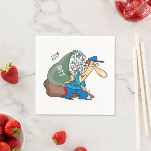 Mailman, der ein großes Sackpapier mit Napkins trä Serviette