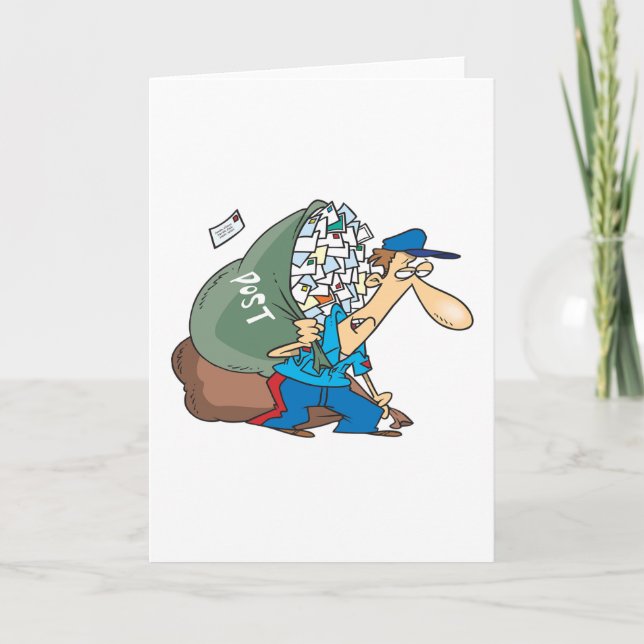 Mailman, der einen großen Sack trägt Karte (Vorderseite)