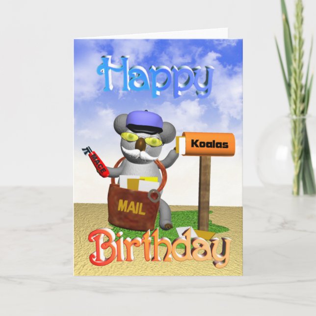 Mailman Koala Birthday Card Karte (Vorderseite)