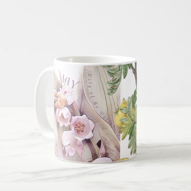Maimonat-Fliege Maiglöckchen Weißdorn Tasse (Vorderseite Links)