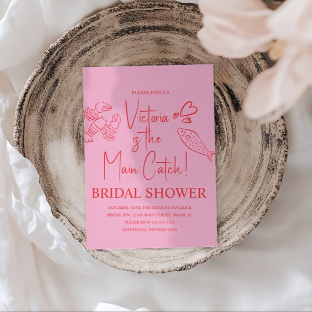 Main Catch Lobster Doodles Bridal Shower Einladung (Von Creator hochgeladen)