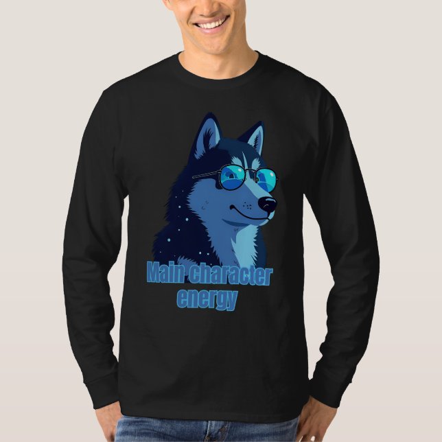 Main Character Energy – Husky with Shades T-Shirt  (Vorderseite)