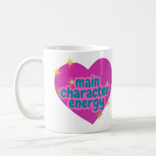 "Main Character Energy" Pink Heart Coffee Tasse