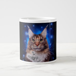 Main Coon Katze Blau Hintergrund Sterne Jumbo-Tasse