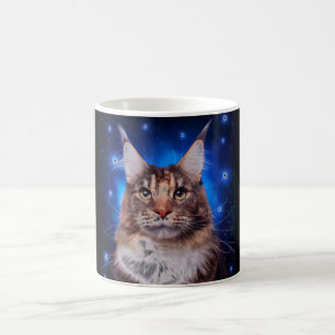 Main Coon Katze Blau Hintergrund Sterne Kaffeetasse