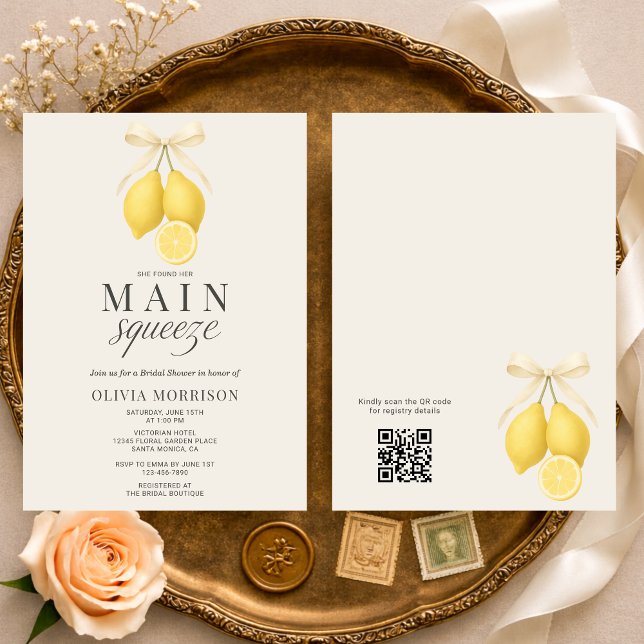 Main Squeeze Bow QR Code Bridal Shower Einladung (Von Creator hochgeladen)