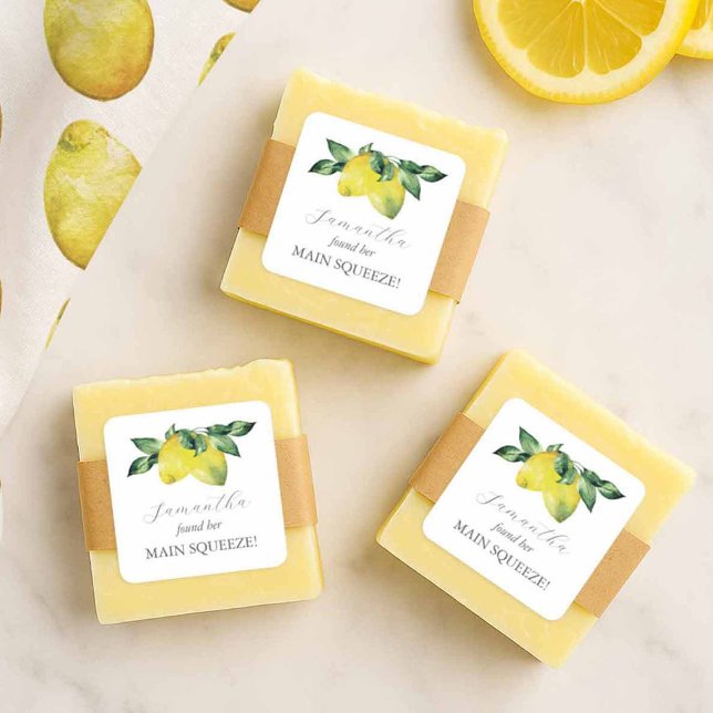 Main Squeeze Bridal Shower Favor Stickers (lemon bridal shower favors stickers )