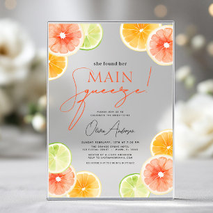 Main Squeeze Citrus Brautparty Orange Acryleinladungen