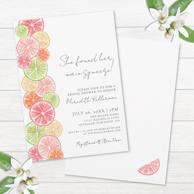 Main Squeeze Citrus Bridal Shower Einladung (Main Squeeze Citrus Bridal Shower Invitation)