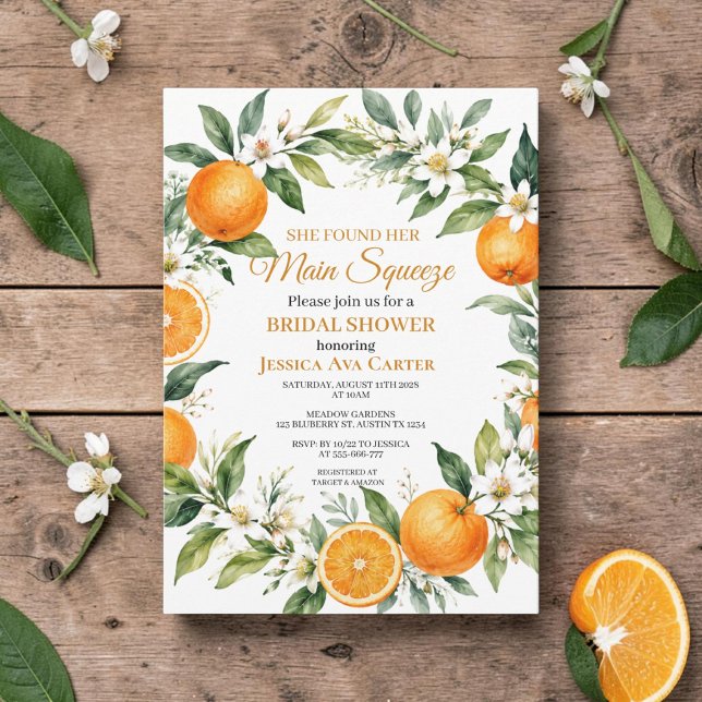 Main Squeeze Citrus Orange Brautparty  Einladung (Von Creator hochgeladen)