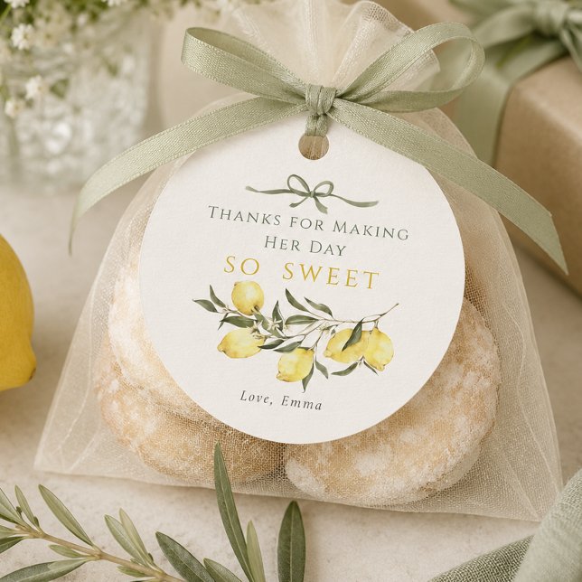 Main Squeeze Citrus Sage Brautparty Geschenkanhänger (Main Squeeze Citrus Sage Bridal Shower Favor Tags)