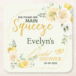 Main Squeeze Elegantes Zitronen Florales Braut- Du Rechteckiger Pappuntersetzer