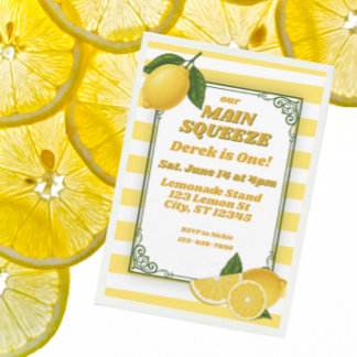 Main Squeeze ist Eins, Lemon 1. Geburtstag Einladung