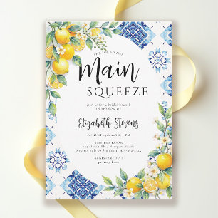 Main Squeeze Lemon Blaue Fliesen Sommerliche Hochz Einladung