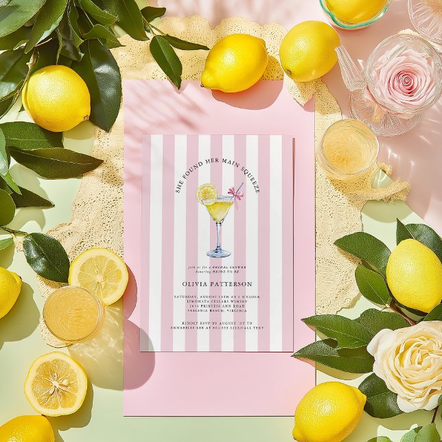 Main Squeeze Lemon Drop Martini Brautparty Einladung (Main Squeze Watercolor Lemon Drop Martini Bridal Shower Invitation)