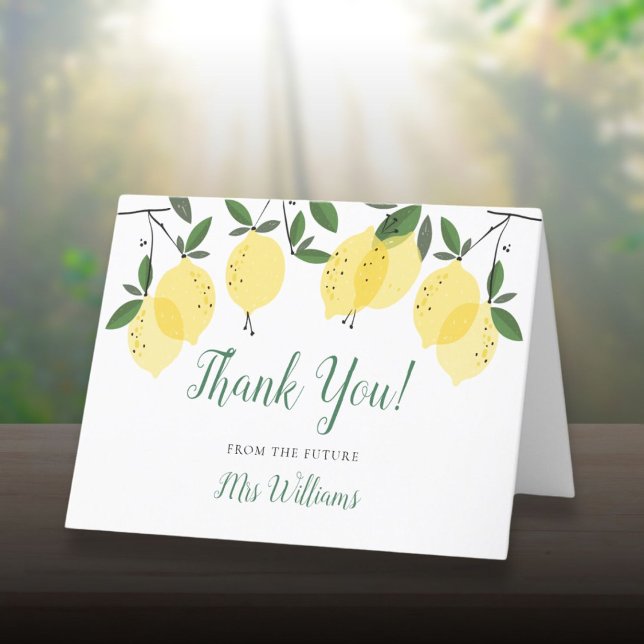 Main Squeeze Lemon Script Brautparty Dankeskarte (Main Squeeze Lemon Script Bridal Shower Thank You Card)