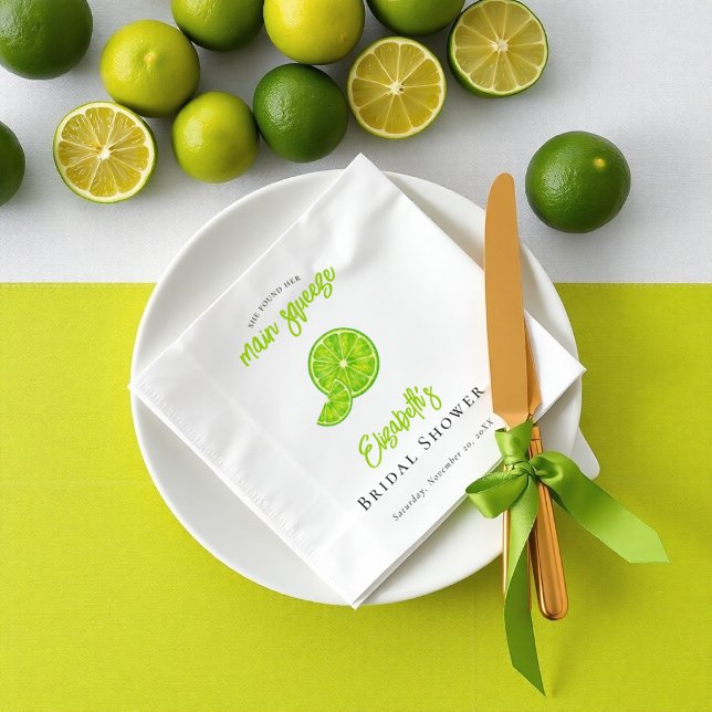Main Squeeze Lime Green Bridal Shower Paper Napkin Serviette (Von Creator hochgeladen)