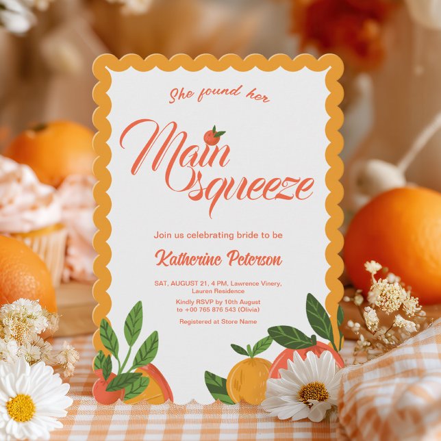 Main Squeeze orange Brautparty Strahlend Einladung (Von Creator hochgeladen)