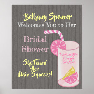Main Squeeze Pink Lemonade Brautparty Willkommen Poster