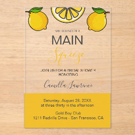 Main Squeeze Tropical Citrus Lemon Bridal Shower Acryleinladungen