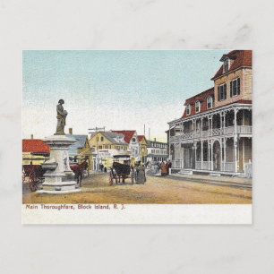 Main St, Block Island, Rhode Island, Vintag Postkarte