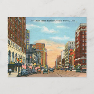 Main St., Dayton, Ohio Vintag Postkarte