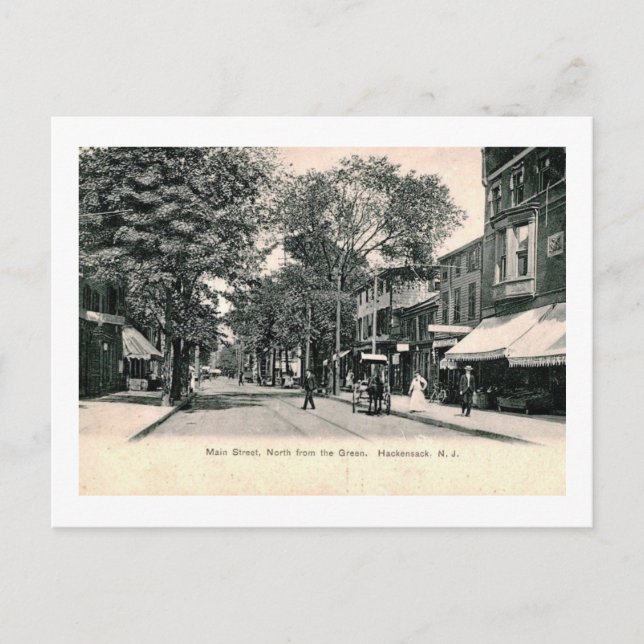 Main St., Hackensack NJ Vintag Postkarte (Vorderseite)