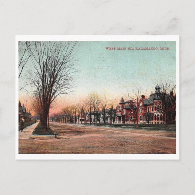 Main St., Kalamazoo, Michigan 1908 Vintag Postcar Postkarte (Vorderseite)