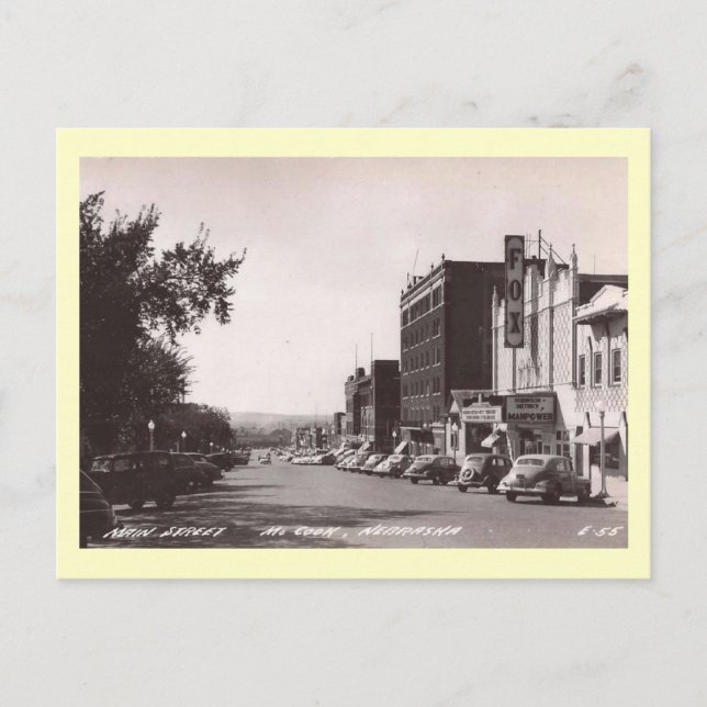 Main St., McCook, Nebraska Vintag Postkarte (Vorderseite)